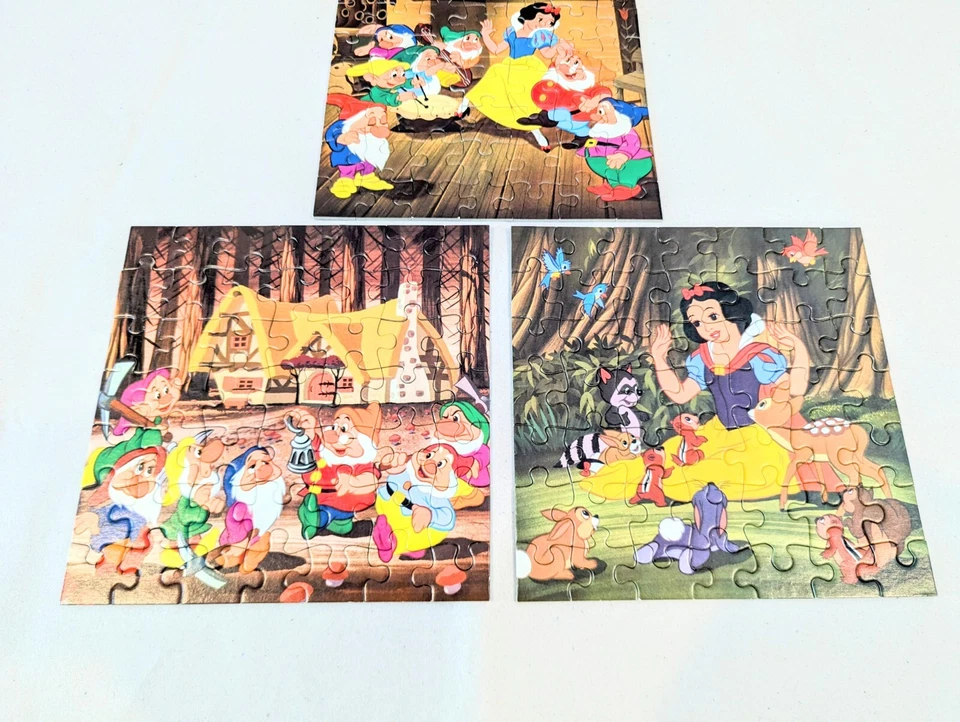 Vintage Ravensburger Walt Disney SNOW WHITE 3 x 49 Piece Jigsaw Puzzle 1970s AU - image 2 of 4