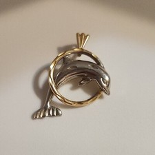 14k white and yellow gold dolphin pendant