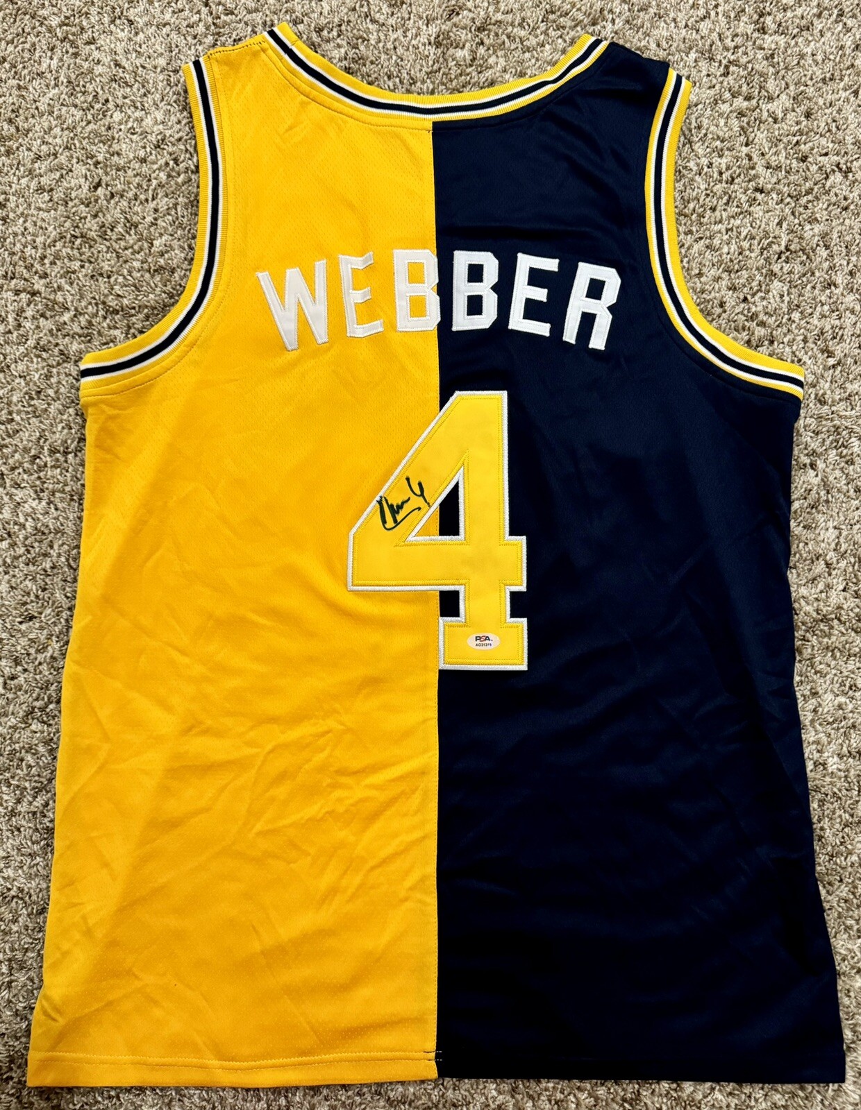 Chris Webber Autographed Signed Michigan Wolverines #4 Jersey (PSA/DNA) COA 
