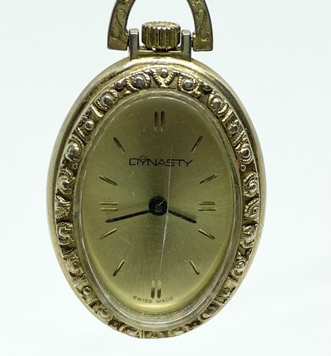 Pendant Watch Necklace 1970s Ladies Dynasty Oblong Jewelry Repair VTG - Picture 4 of 5