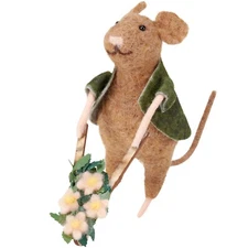 Primitive home decor Primitives By Kathy felt Gardening Mouse critter ornament