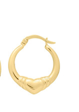 14k Yellow Gold 28mm 1"  Puffed Heart Round Hoop Earrings 2.3 gr Hinged Clasp