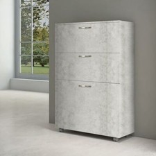 Letto singolo Olivia a scomparsa cemento L 85 x H 127 P35cm / P220cm aperto