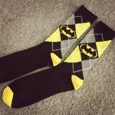 DC COMICS BATMAN ARGYLE MEN'S CREW SOCKS