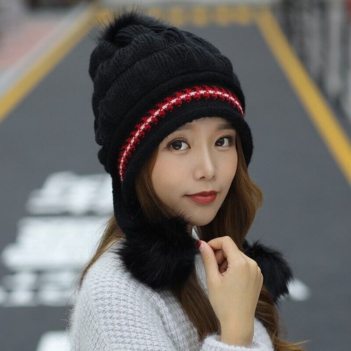Womens Winter Hats Gloves Set Warm Snow Hats Knitted Caps Gloves Christmas Gifts - Picture 9 of 14