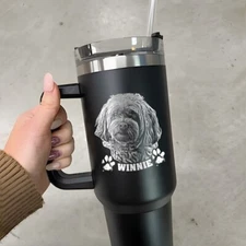 Custom 40oz Tumbler Gift for Dog Owners - Engraved Pet Memorial Gifts from Photo