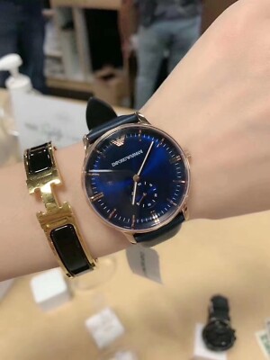 特別価格！Emporio Armani Dress Blue Leather Quartz Watch Emporio Armani Men's AR1969 Dress Blue Leather Quartz Watch
