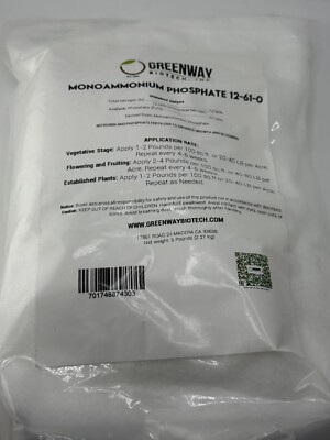 Monoammonium Phosphate 12-61-0 100% Water Soluble ''Greenway Biotech Brand'' 5 LB 