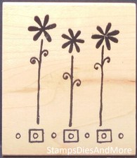 Great Impressions FLOWER TRIO 4 Botanical Background Wood Mount Rubber Stamp