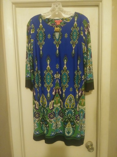 Sunny Leigh: Women's Multi Color Polyester Floral Long Sleeve Shirt Dress SZ S - 第 1/9 張圖片