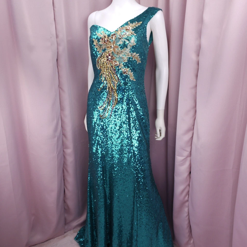 Grace Karin Women's Floral Sequin One Shoulder Corset Sheath Ball Gown Dress 6 - Image 2 of 4