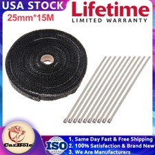 1inch X 50ft Roll Black Thermal Exhaust Header Pipe Heat Wrap Tape W 10 Zip Tie 1inch X 50ft Roll Black Thermal Exhaust Header Pipe Heat Wrap Tape W 10 Zip Tie