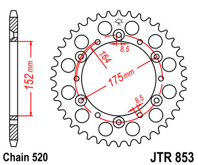YAMAHA YFS200 YFM350 YFM660 YFZ350 JT 40T REAR SPROCKET 32-2HO-40 --- ( JTR853 ) - Picture 4 of 4