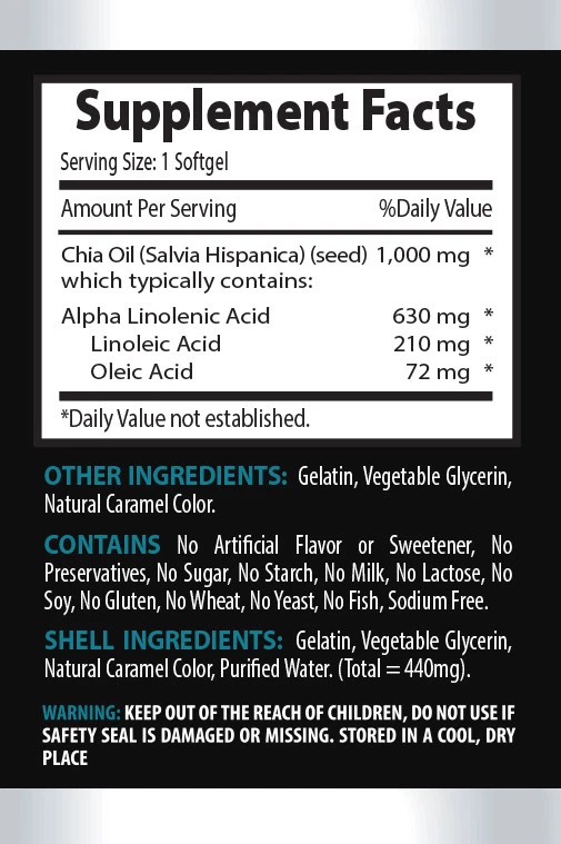 Aceite de Semillas de Chía Orgánico 1000mg Omega 3-6-9 Nutrición Ácidos Grasos 180 Cápsulas Blandas 3 B Foto 2 de 4