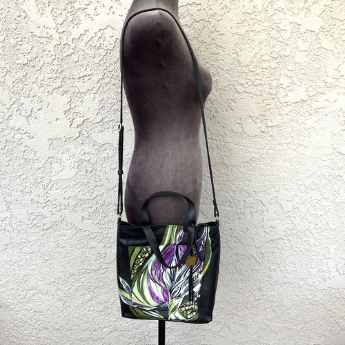 Margot NY Leather Floral Crossbody Shoulder Bag HandPainted ExclusiveArtwork - Picture 2 of 18