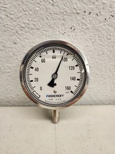 ASHCROFT STAINLESS STEEL PRESSURE GAUGE 1008 Made In USA 0-160 Psi.  BRAND NEW