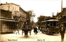 Downtown Barre Vermont Streetcar Postcard Trolley Interurban RPPC Reprint