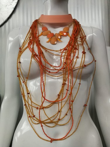 jewellery collar choker necklace jewelry lariat beaded layered stones boho tris - Picture 12 of 24