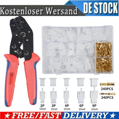 50 set 2 3 4 6 9 polig Stecker Steckverbinder Flachstecker Motorrad Roller Auto - Bild 1 von 18