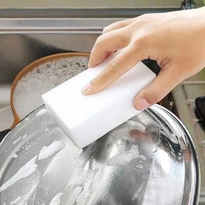 100 PCS Sponge Eraser BULK PACK Melamine Cleaning Foam 3/4'' Thick Kitchen Bath