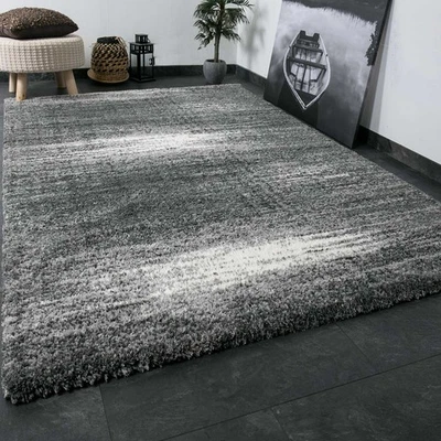Shaggy Teppich Extra Flauschig Dicht Gewebt Hochflor Farbe Grau Weiss Exclusiv - Bild 1 von 4