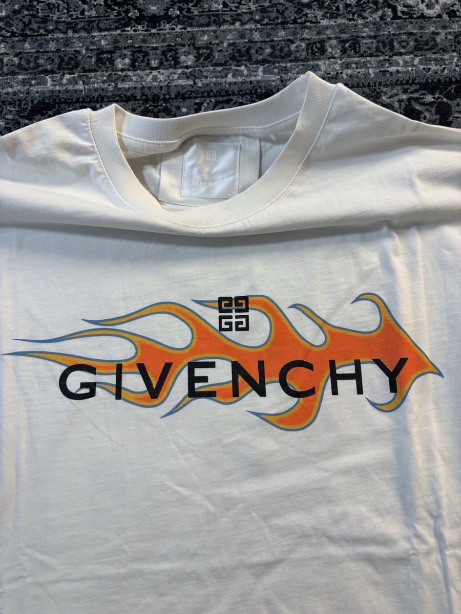Givenchy Flame White Logo Shirt Size S | eBay