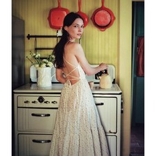 CHRISTY DAWN Delphine Maxi Backless Dress Pearl Aster Garden Print NWT US SMALL