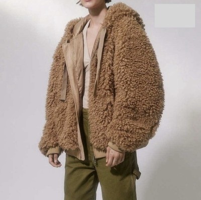 Anthropologie Casey Faux Fur Teddy Bear Zip Up Hoodie Jacket NWT