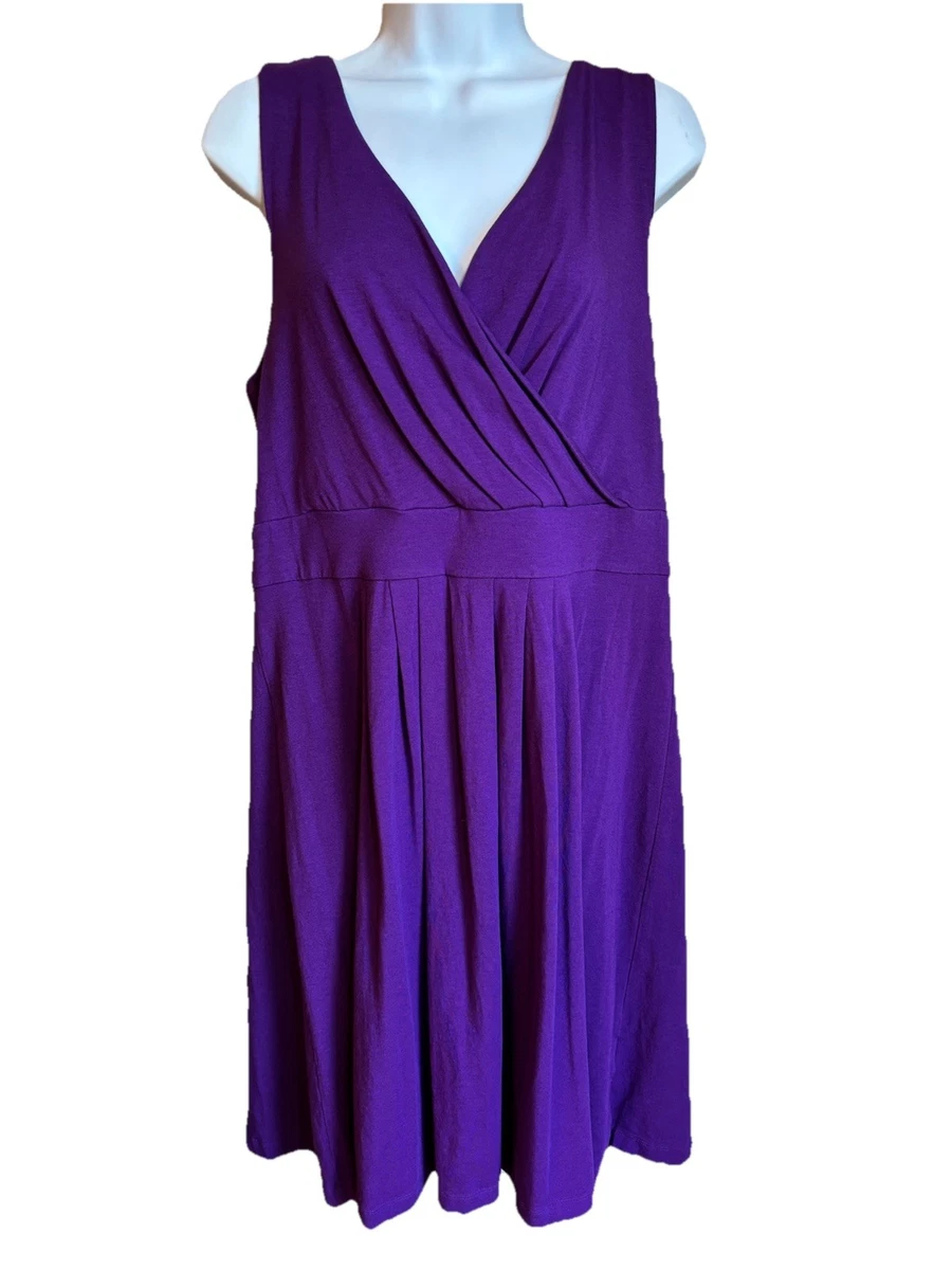 lands end purple dress Lands' End Sheath Midi Dress Womens Medium Purple 3/4 Sleeve Workwear Business