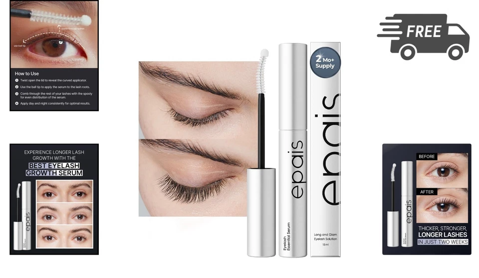 Eyelash Growth Serum Natural Longer Thicker Lashes Safe Gentle 15ml - Image 2 of 4
