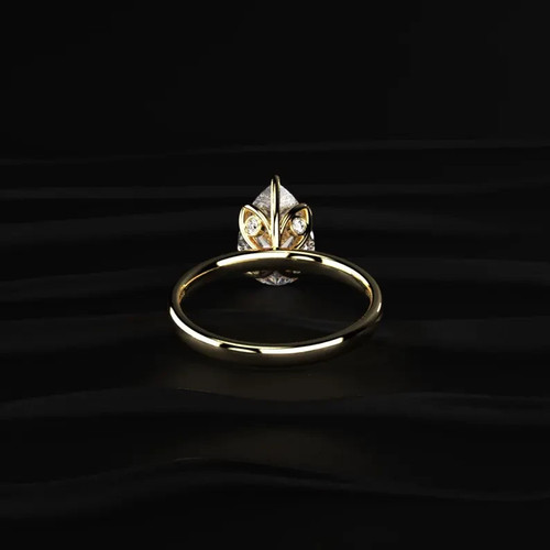 2,00 ct Birnenschliff VS1/G Lab Grown Diamant Solitär Ehering 14k Gelbgold - Bild 3 von 4