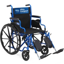 Invacare Folding Wheelchair with 16" Seat, Legrest, Footrests- Blue