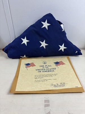 Vintage United State Flag Large 3 x5  Cotton Retired U.S. Capitol Building Flag