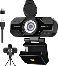 1080P HD Webcam with Microphone, Noise Cancellation, Privacy Cover, Wide-Angle L