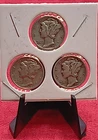 Lot of 3 1944 P Mercury Dime 10C 90% Silver Liberty Winged Cap Design US Coins