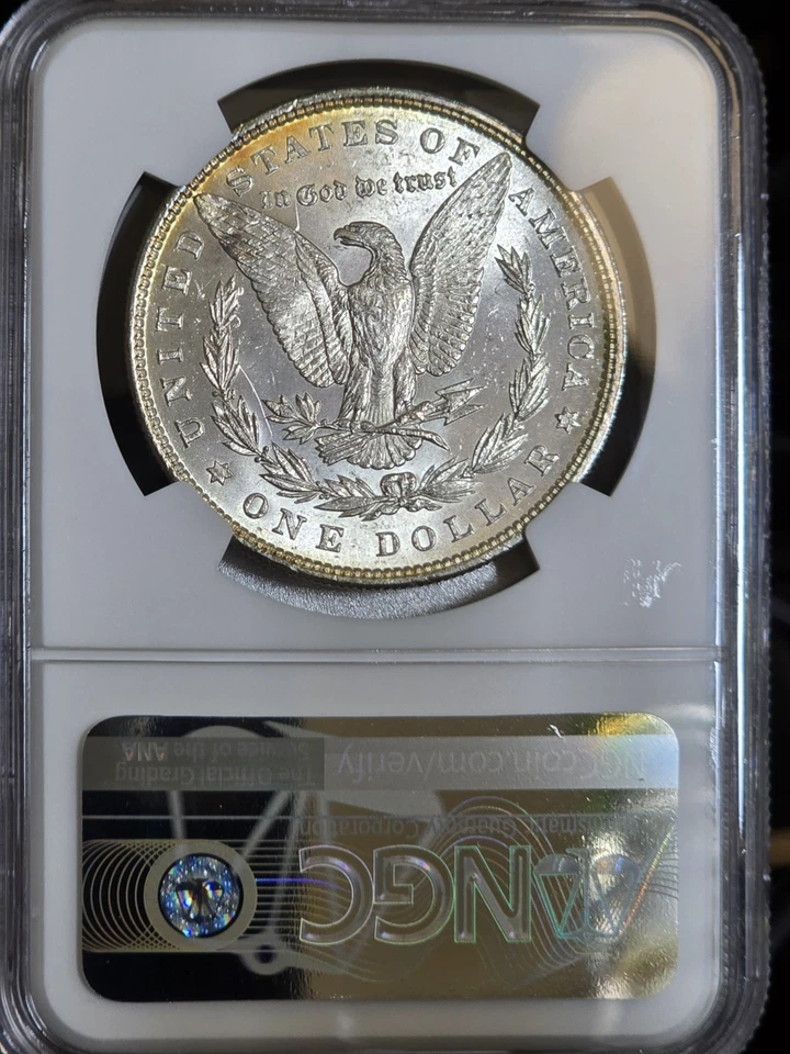 1880 Morgan Silver Dollar NGC MS64 Monster Rainbow End Roll Tab Toned Coin $1 PQ - Image 2 of 4