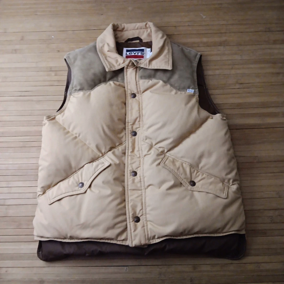 Vintage Levis White Tab Down Puffer Hunting Outdoor Vest Medium