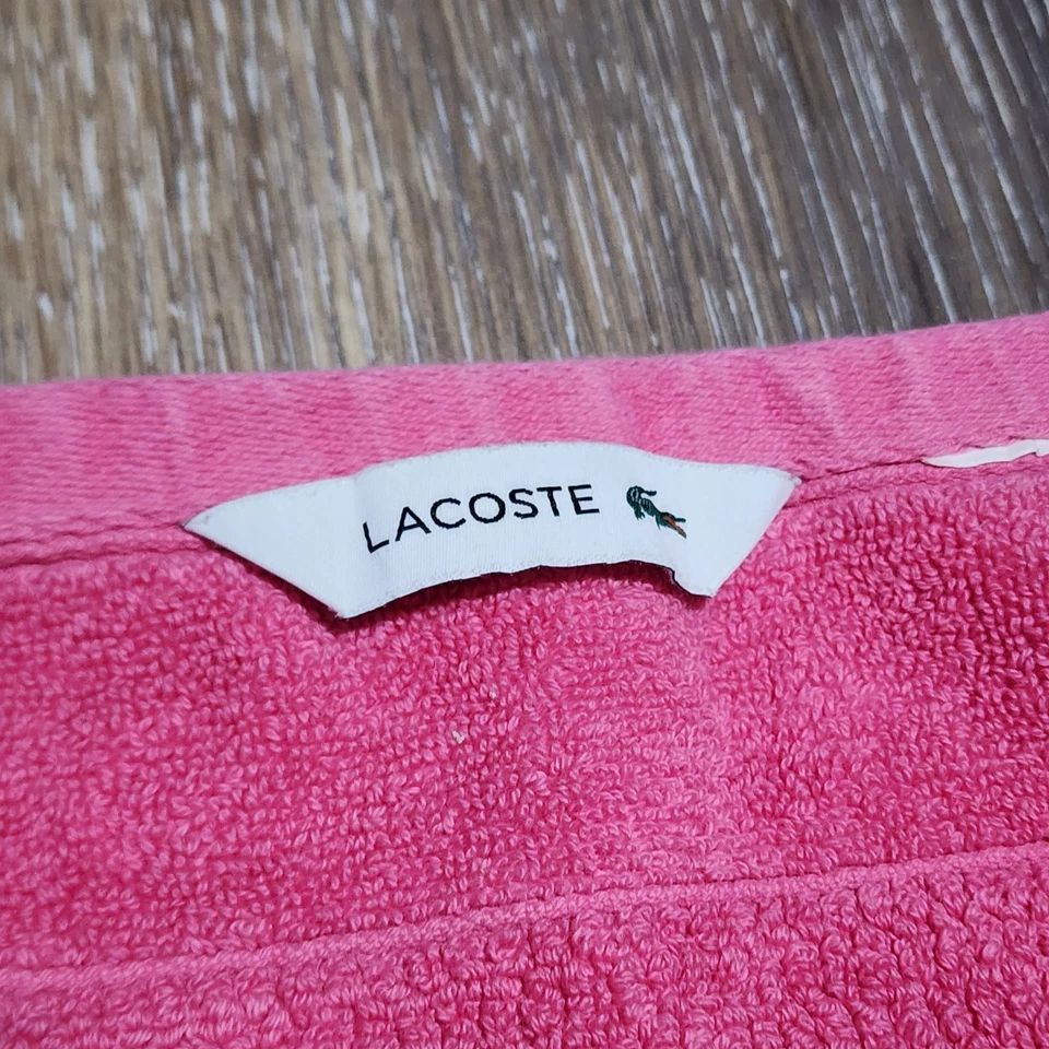 Lacoste Hand Towel Pink Cotton 16x28 Crocodile Logo Bath Spa Gym Preowned Soft - Image 4 of 4