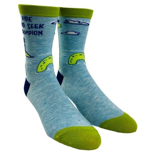 Youth Hide and Seek Champion Socks Funny Loch Ness Monster Novelty Graphic - Picture 2 of 9