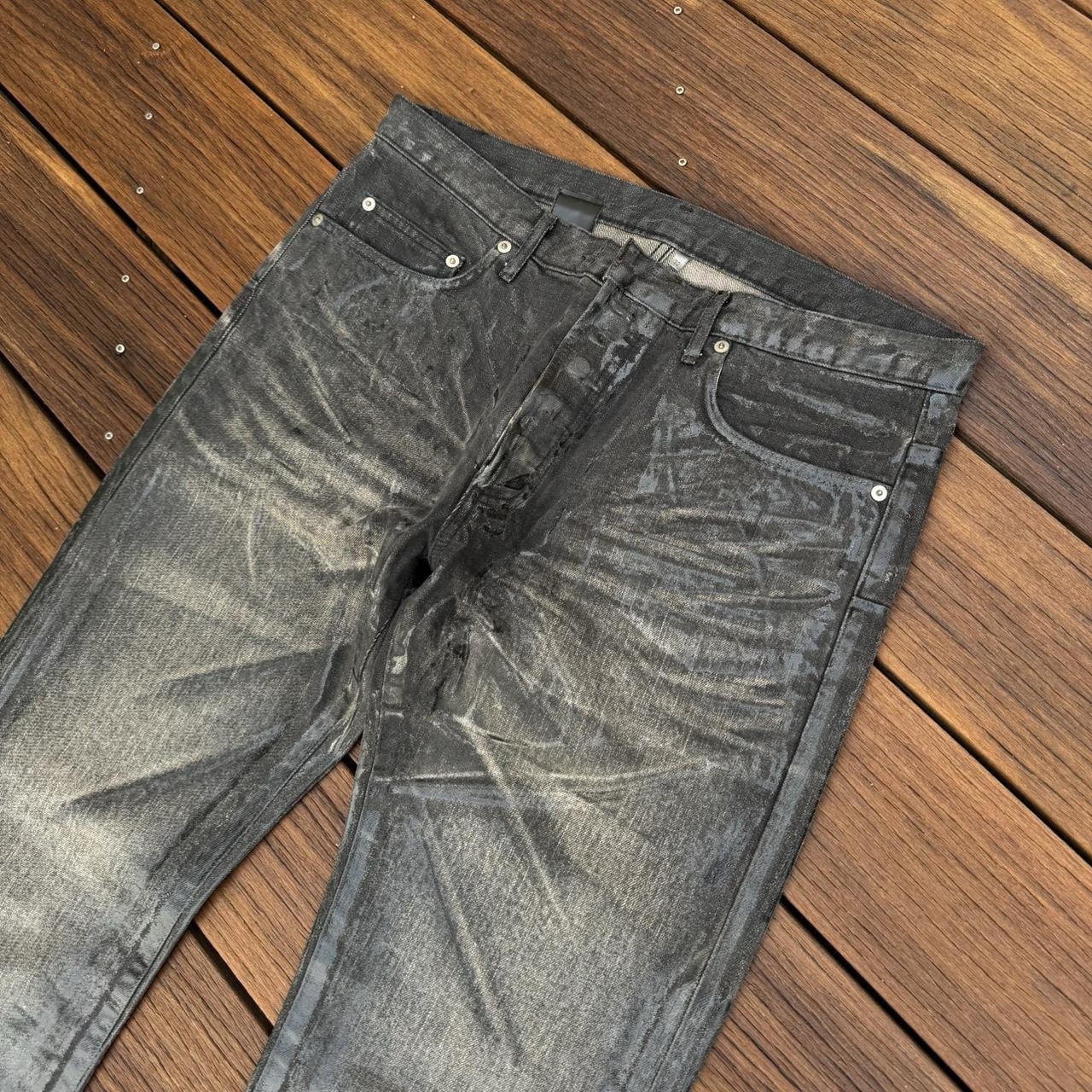 Dior Black Luster Waxed Denim Size 32 AW03 Brand New Unaltered thumbnail 6