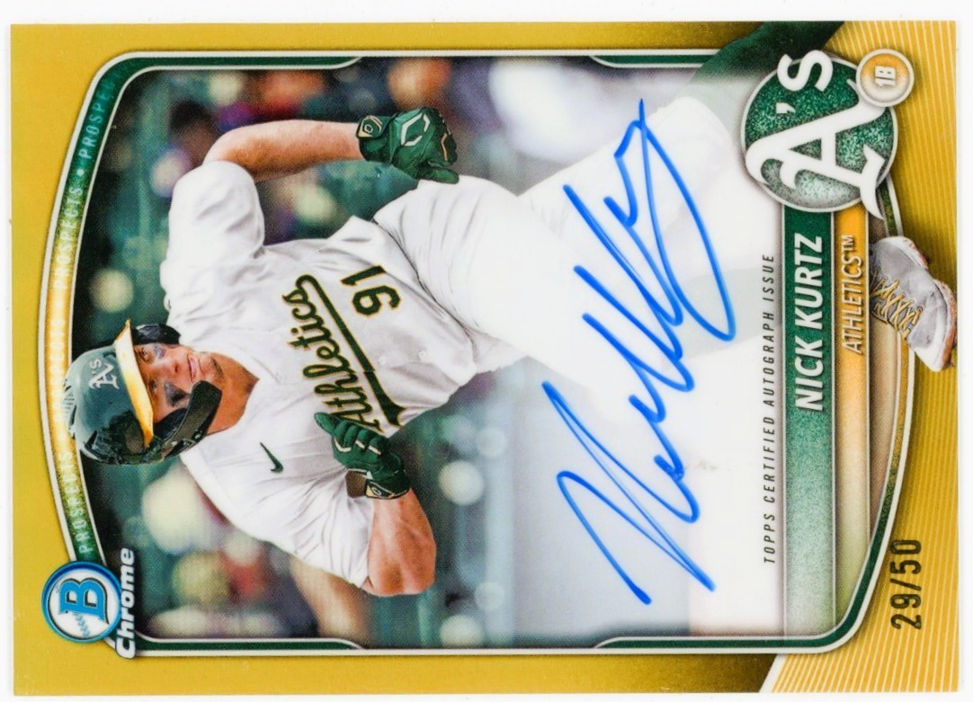 TOPPS MLBカード BOWMAN CHROME PROSPECT AUTOGRAPHS GOLD REFRACTORS FRANCISCO MEJIA 41/50 #CPA-FM 送料無料 中古 IT1 2025 Bowman - Chrome Prospect Autographs Nick Kurtz #CPA-NK