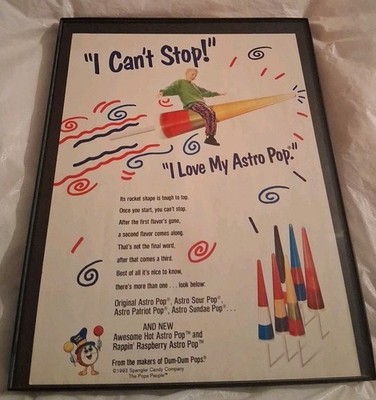 Astro Pop Lollipop Candy Framed Print Ad 1996 8.5x11