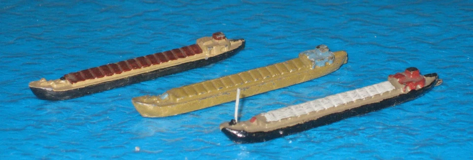 3x MOTORLASTKAHN, Wiking, Metall, 1:1250