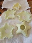 Fenton Satin Clear Edge Satin Custard Glass Victorian Candle Bobeches Set of 5