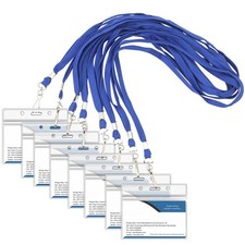 50 Sets Blue Lanyards for ID Badges with ID Holder, Waterproof Clear Plastic ...