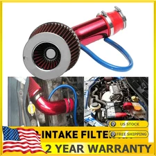 Red 3"Cold Air Intake Filter Induction Kit Pipe Power Flow Hose System Car Auto