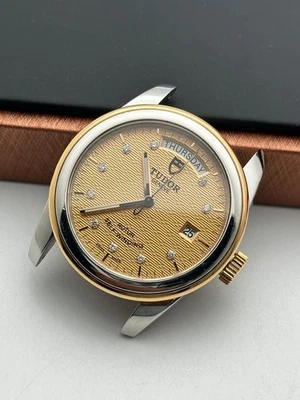 Tudor Glamour Date Day 56003 yellow diamond-set dial 39mm watch antique rare vtg