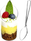 32 X 2.5 Oz Mini Dessert Cups with Spoons, Slanted round - Clear Plastic P