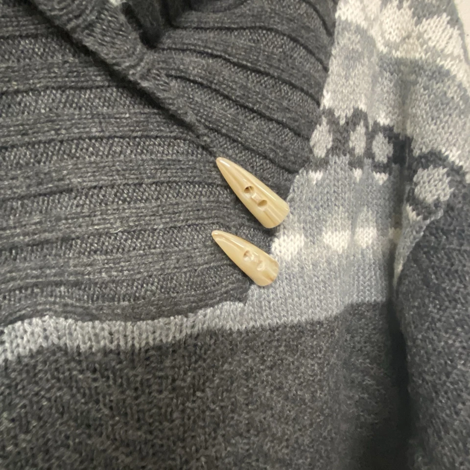 Northcrest шерстяная смесь Nordic свитер Fair Isle переключатель кнопка женщин Sz XL серый - Изображение 2 из 4
