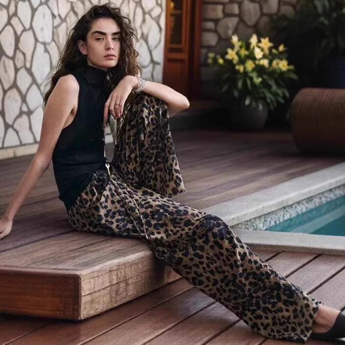 FILA Pantaloni corti donna THE ROW primavera estate leopardato seta elegante gonna